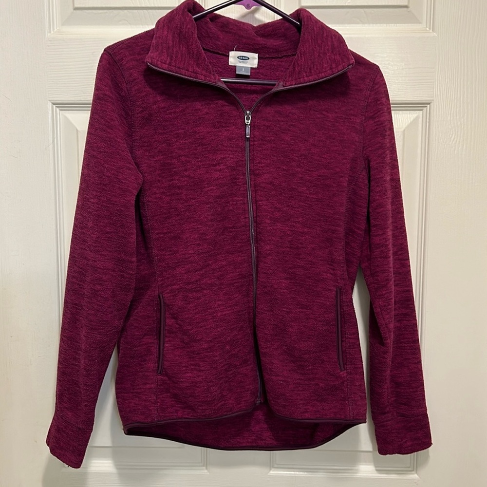 Berry Colored Old Navy Fleece Zip Up with a Collar